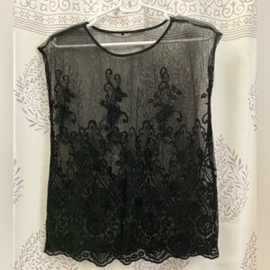 Black see through lace shirt